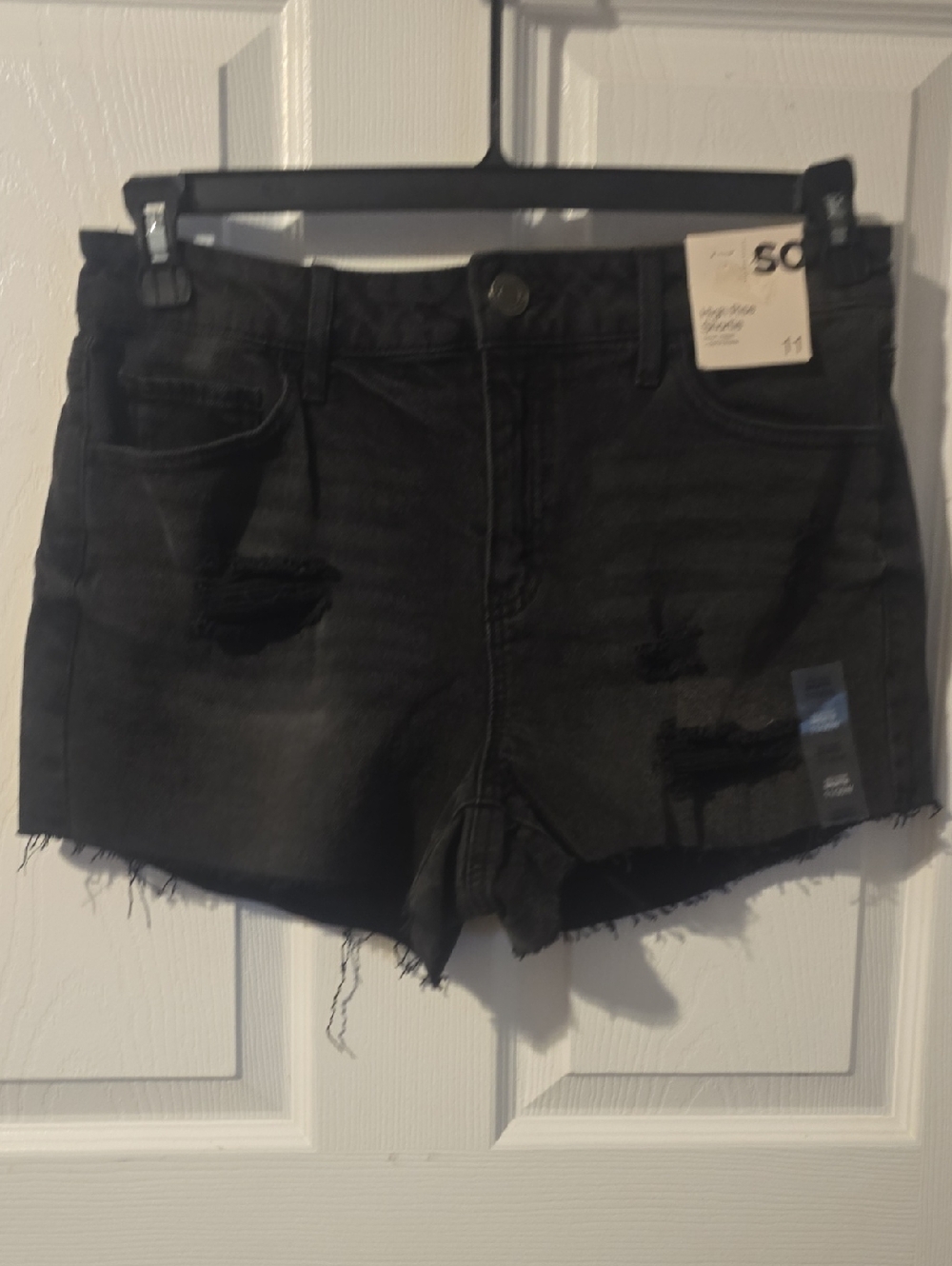 SO Black Distressed High-Rise Denim Shorts